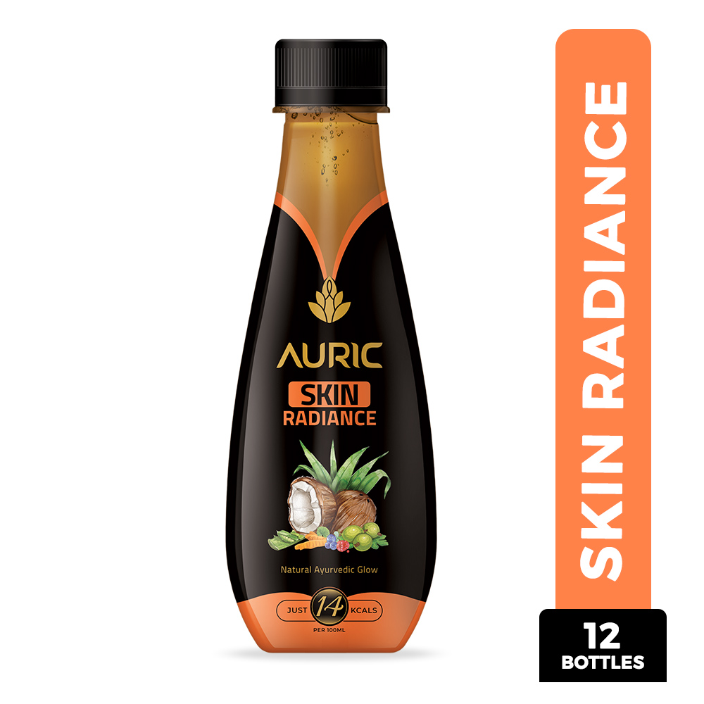 Auric Natural Glowing Skin Radiance Drink with Super Herbs - Pack of 12 Bottles
